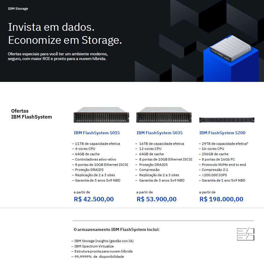 Aproveite as ofertas IBM Storage: invista em dados, economize em armazenamento