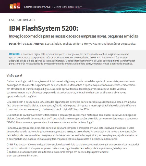 IBM FlashSystem 5200: Inovação sob medida para as necessidades de empresas novas, pequenas e médias